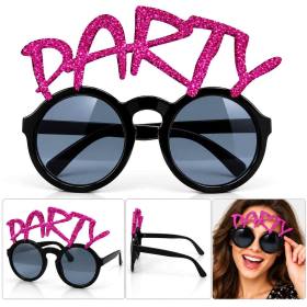 Fuşya Simli PARTY Yazılı Parti Gözlüğü