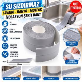 Gri Su Sızdırmaz Banyo Mutfak Lavabo Küvet İzolasyon Şerit Bant (adet fiyatıdır)
