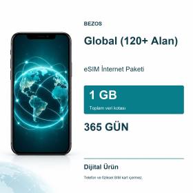 Global (120+ Alan) eSIM İnternet Paketi 1 GB 365 Gün
