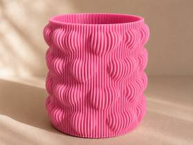 3D Baskı Kalpli Dekoratif Vazo - Modern Çiçeklik ve Masaüstü Süsü-Pembe