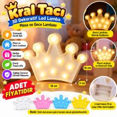 3D Dekoratif Pilli Kraliçe Tacı Model Led Masa ve Gece Lambası (adet fiyatıdır)