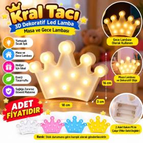 3D Dekoratif Pilli Kraliçe Tacı Model Led Masa ve Gece Lambası (adet fiyatıdır)
