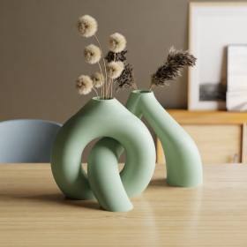 3D Baskı Interlocking Vazo - İç İçe Geçen Dekoratif Vazo-Mint