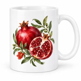 Nar ve Zeytin Dalları Tasarımlı Porselen Kupa - MODEL 273