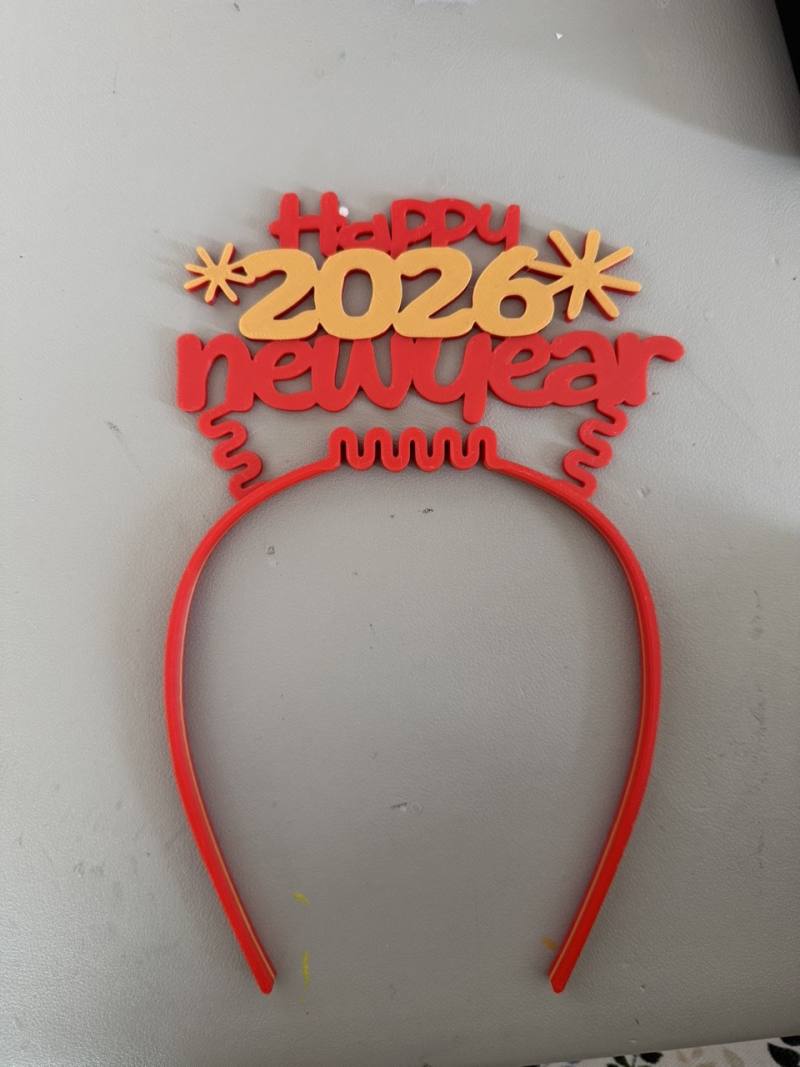 3D Baskı 2026 Happy New Year Yazılı Saç Bandı Yılbaşı Parti Aksesuarı (2027 Yapılabilir)