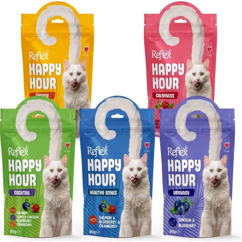 REFLEX Happy Hour 5 Çeşit Kedi Ödül Maması 60 gr Lezzetli Ödüller Tüm Yaş Kediler İçin