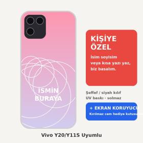 Vivo Y20/Y11S Uyumlu Kişiye Özel İsim Yazılı Kılıf + Kırılmaz Ekran Koruyucu Cam Set