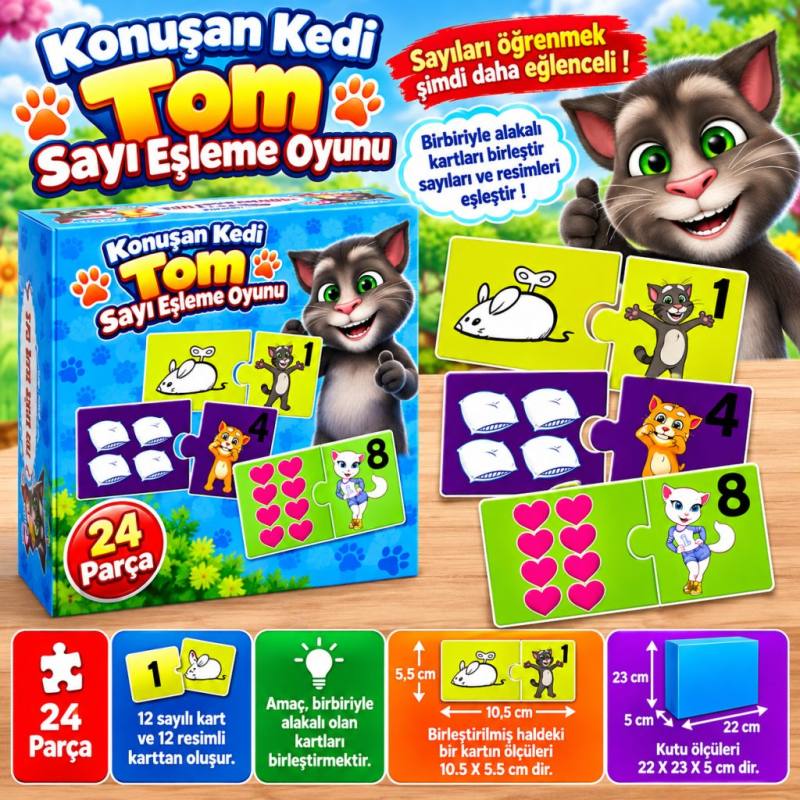 Konuşan Kedi Tom Sayı Eşleme Oyunu