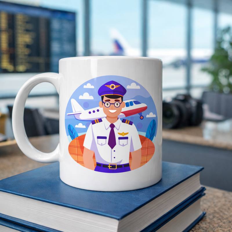 Pilot Tasarımlı Porselen Kupa MODEL 162 – Havacılık Temalı Kahve Kupası – Pilot Hediyesi – Uçak Desenli Beyaz Kupa – Ofis ve Günlük Kullanım Kupası