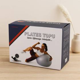 Pilates Topu 60 cm - Renkli Çizgili Plastik