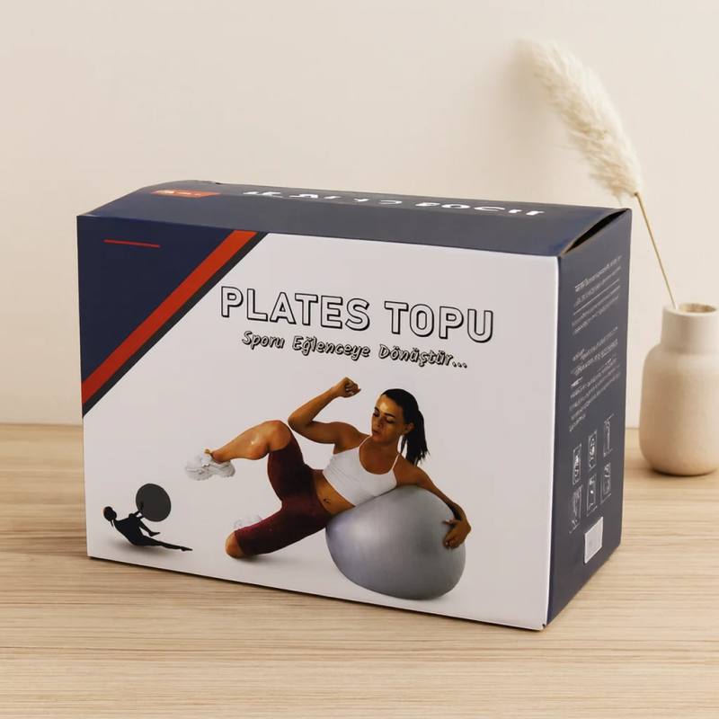 Pilates Topu 60 cm - Renkli Çizgili Plastik