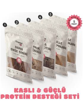 Chompo %100 Doğal Katkısız Kaslı & Güçlü Protein Desteği 5'li Köpek Ödül Seti