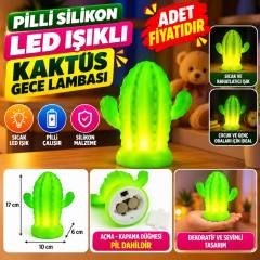 Pilli Silikon Led Işıklı Sevimli Kaktüs Gece Lambası Aydınlatması (adet fiyatıdır)