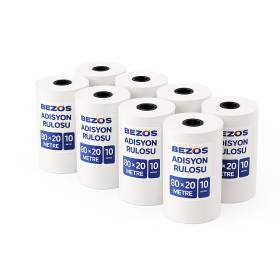 BEZOS 80x20 mm Adisyon Termal Rulo 10 Paket (100 Adet)