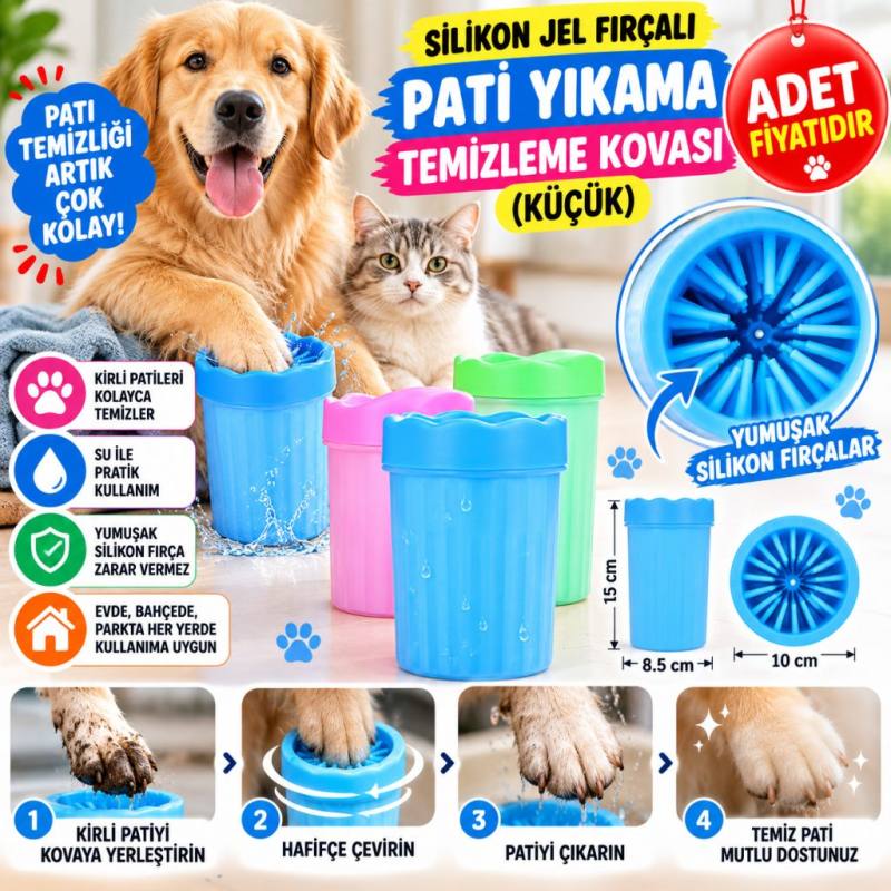 Silikon Jel Fırçalı Kedi Köpek Pati Ayak Yıkama Temizleme Kovası (Küçük)(adet fiyatıdır)
