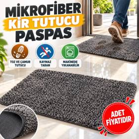 Çamaşır Makinesinde Yıkanabilir Kir Toz Emici Mikrofiberli Paspas
