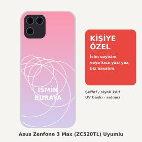 Asus Zenfone 3 Max (ZC520TL) Uyumlu Kişiye Özel İsim Yazılı Kılıf - İsimli Baskılı Şeffaf Telefon Kılıfı