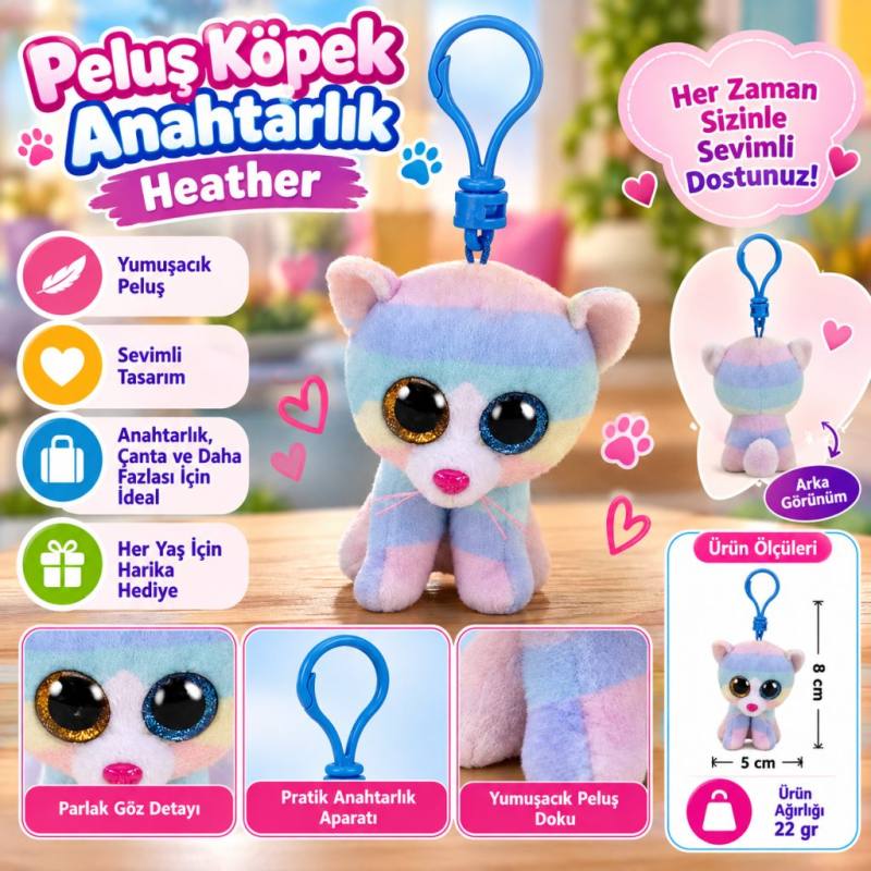 Peluş Köpek Anahtarlık Heather yeni