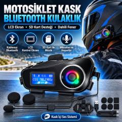 Q58 Motorsikletler İçin Fener Özellikli SD Kart Bölümlü LCD Ekranlı Kablosuz Bluetooth Kulaklıklı – Suya Dayanıklı Kask Kulaklığı