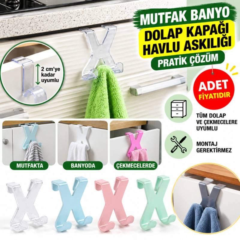 Mutfak Banyo Dolap Kapağına Takılan Meta Havlu Askılığı Aparatı(adet fiyatıdır)