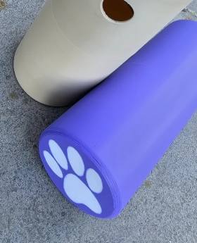 3D Baskı Köpek Ödül Mama Dağıtıcı Yuvarlanan Silindir Zeka Oyuncağı Pati Desenli - Mor