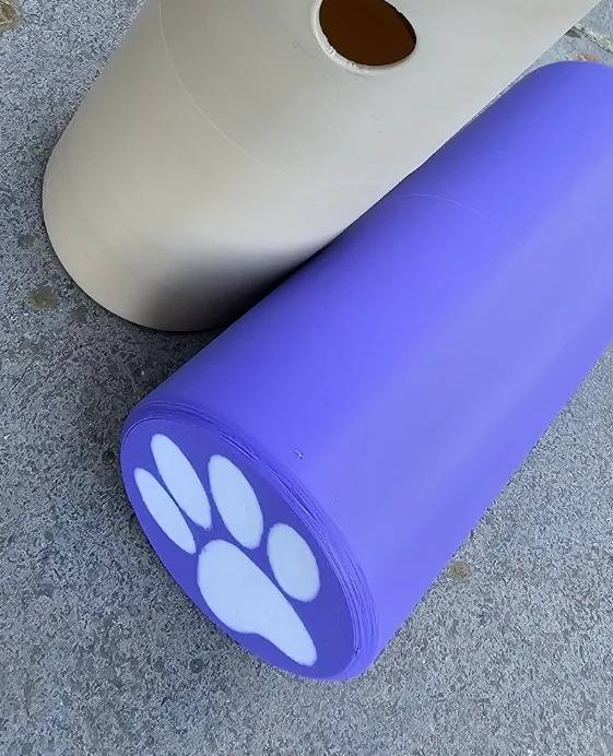 3D Baskı Köpek Ödül Mama Dağıtıcı Yuvarlanan Silindir Zeka Oyuncağı Pati Desenli - Mor