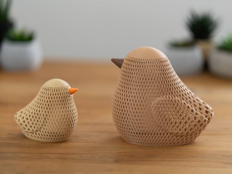 3D Baskı Örgü Desenli Serçe Figürlü Tealight Mumluk Bahar Dekoratif Mum Tutucu