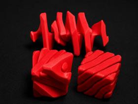 3D Baskı Fidget Puzzle Küp - Hareketli Dönüşebilen Stres Giderici Zeka Oyuncağı, Masaüstü Fidget Küp-Kırmızı