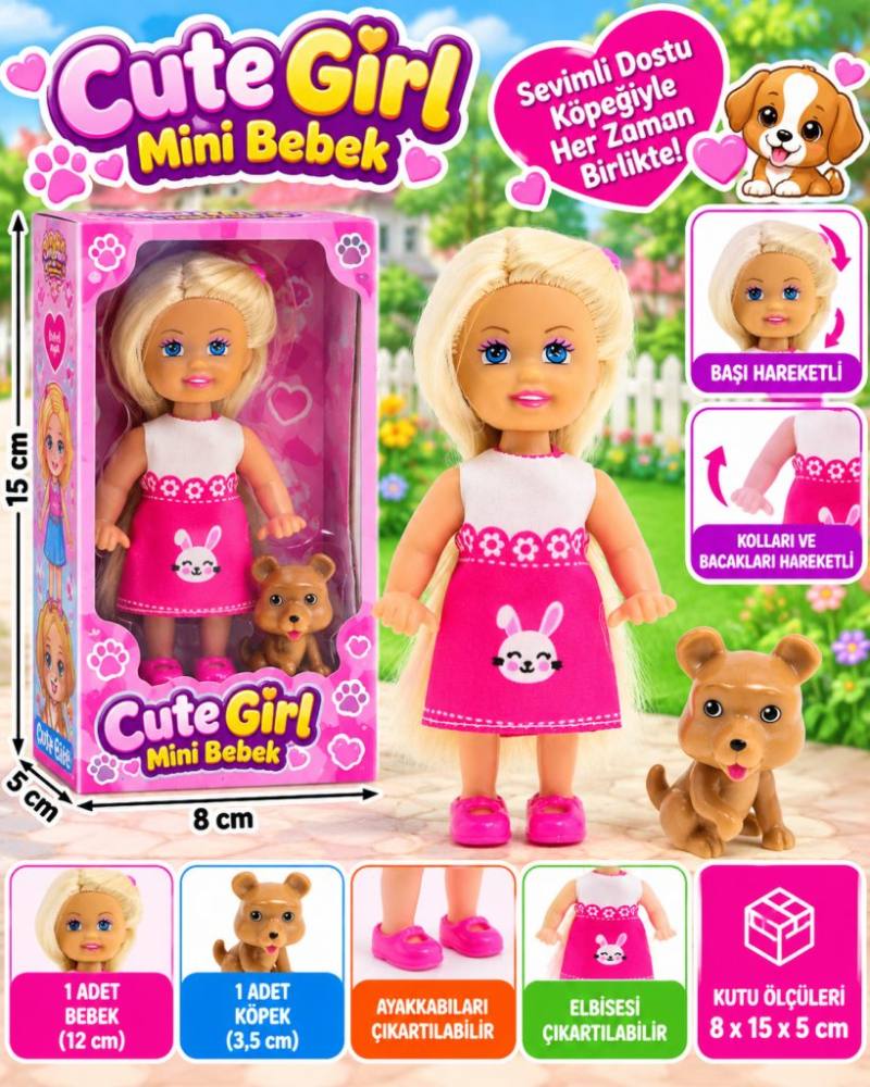 Kahverengi Köpekli ve Sarışın Mini Bebek