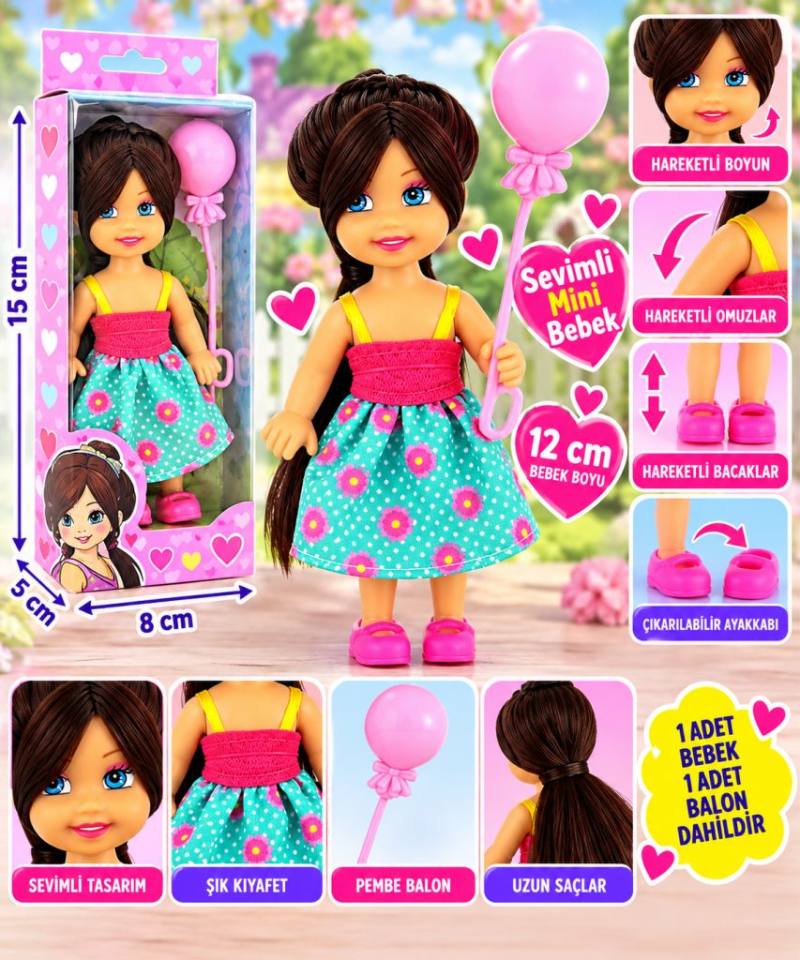 Pembe Balonlu Kumral Mini Bebek