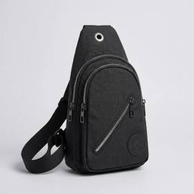 Su Geçirmez Kumaş Çapraz Göğüs Çantası 3 Gözlü Siyah Unisex Günlük Kullanım 15x26 cm