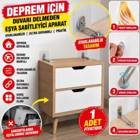 Deprem İçin Ultra Dayanıklı Çivisiz Duvarı Delmeden Ayarlanabilir Eşya Sabitleyici Aparat(adet fiyatıdır)