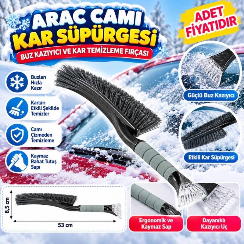 Araç Camı Kar Süpürgesi Buz Kazıyıcı ve Kar Temizleme Fırçası (adet fiyatıdır)
