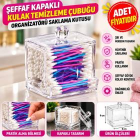 Şeffaf Kapaklı Kulak Temizleme Çubuğu Organizatörü Saklama Kutusu (adet fiyatıdır)