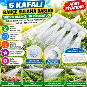 5 Kafalı Peyzaj Bahçe Tarla Çim Sulama Başlığı Yüksek Basınçlı Su Püskürtücü Hortum Aparatı(adet fiyatıdır)