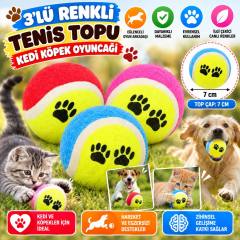 3lü Renkli Desenli Tenis Topu Kedi Köpek Oyuncağı (adet fiyatıdır)