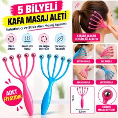 Çok Fonksiyonlu 5 Uçlu Bilyeli Baş Boyun Bacak Kol Masaj Alet Rahatlatıcı Kafa Masaj Aparatı (adet fiyatıdır)