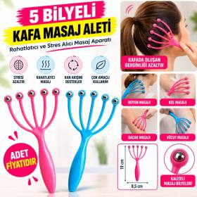 Çok Fonksiyonlu 5 Uçlu Bilyeli Baş Boyun Bacak Kol Masaj Alet Rahatlatıcı Kafa Masaj Aparatı (adet fiyatıdır)