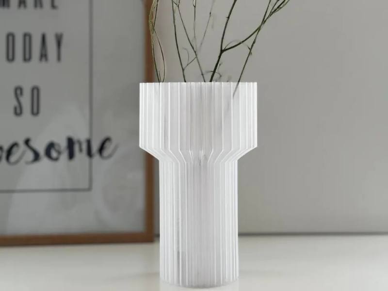 3D Baskı Modern Dekoratif Çiçek Vazosu - Minimal Silindir Tasarımlı Masaüstü Vazo, Ev ve Ofis Dekoru-Şeffaf