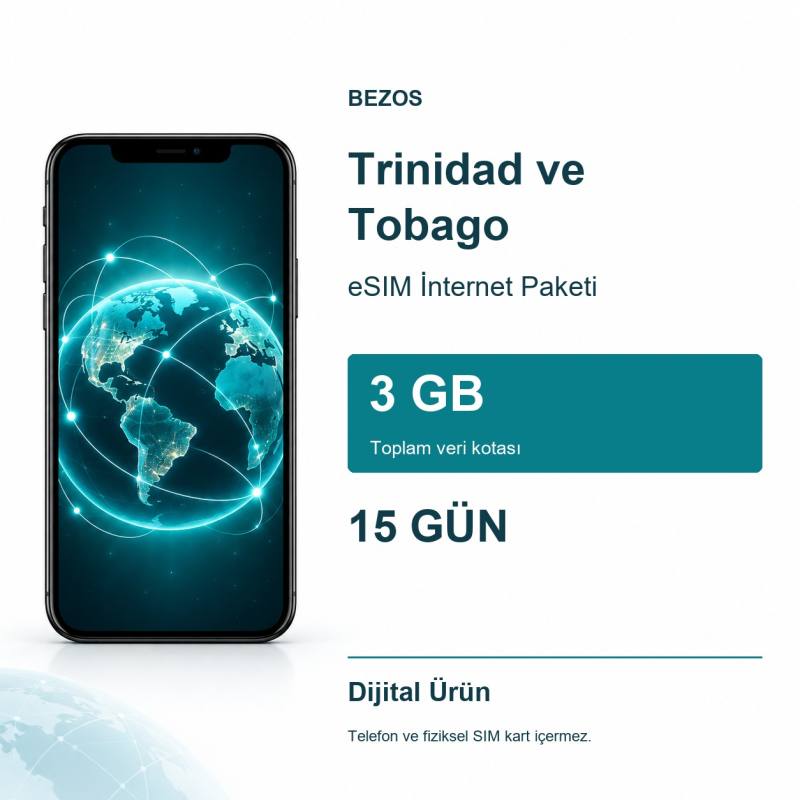 Trinidad ve Tobago eSIM İnternet Paketi 3 GB 15 Gün