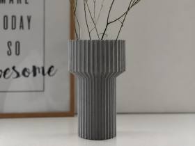 3D Baskı Modern Dekoratif Çiçek Vazosu - Minimal Silindir Tasarımlı Masaüstü Vazo, Ev ve Ofis Dekoru-Gri