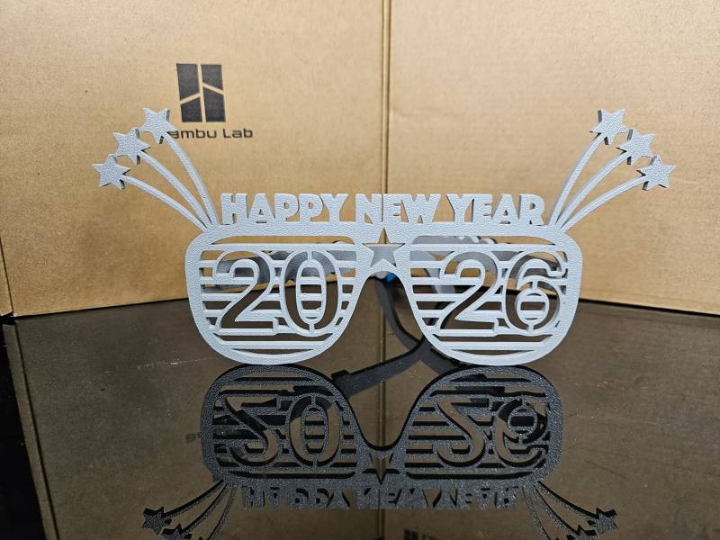 3D Baskı 2026 Yılbaşı Parti Gözlüğü İki Parçalı Yeni Yıl Eğlence Gözlüğü (2027 Yapılabilir)