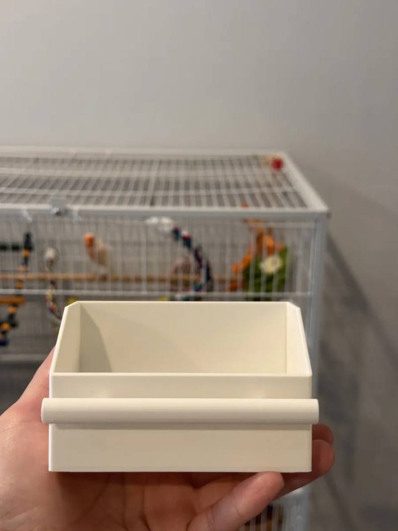 3D Baskı Kuş Kafesi Banyo ve Yemlik Kabı Geniş Kuş Kafesi Su Kabı Kanarya Muhabbet Kuşu Kabı Beyaz