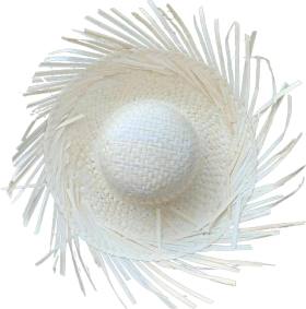 Tropikal Parti Beyaz Hasır Hawaii Şapkası 13x36 cm