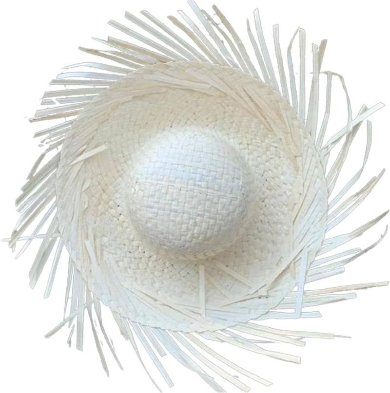 Tropikal Parti Beyaz Hasır Hawaii Şapkası 13x36 cm