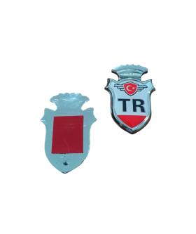 Tr Yazılı Türk Bayraklı  Arma Damla Etiket Kırmızı 2'li