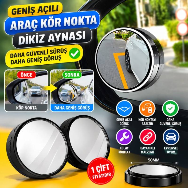 Otomobil Geniş Açılı Araç Kör Nokta Dikiz Aynası Dikiz Aynası 1 Çift