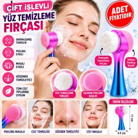 Çift İşlevli Renkli Cilt Yüz Temizleme Fırçası Peeling Masaj Etkili Gözenek Temizleyici Alet (adet fiyatıdır)