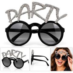 Gümüş Simli PARTY Yazılı Parti Gözlüğü