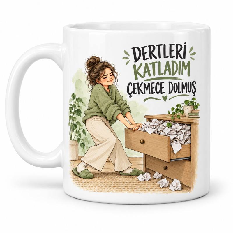 Dert Çekmecesi Tasarımlı Porselen Kupa - MODEL 1206